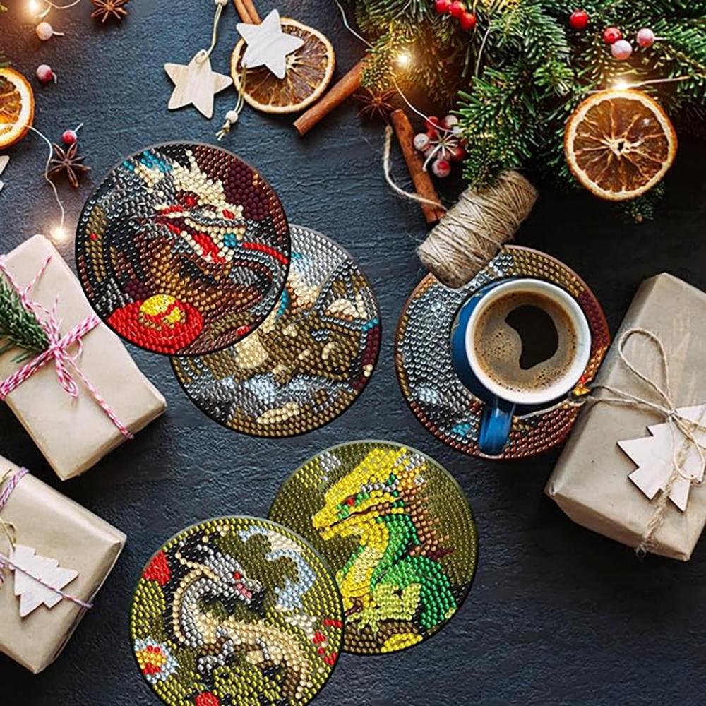 8 шт./набор деревянных подставок в форме дракона с алмазной росписью и кронштейнами — фото 2