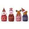 Christmas Knitted Gift Bags Set With Apple Doll Elk Santa Bear Design For Candy Storage Xmas Party Favors  Year Gifts Holiday