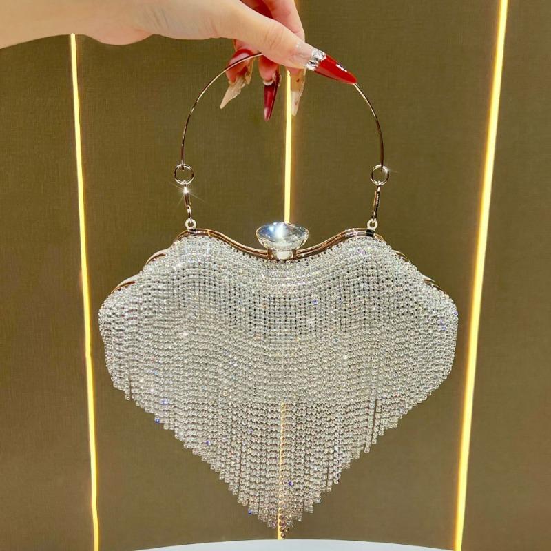 Diamond-encrusted Tassel Dinner Bag, Dress Handbag, Clutch Bag, Rhinestone Crossbody Women's Bag, Niche Bag