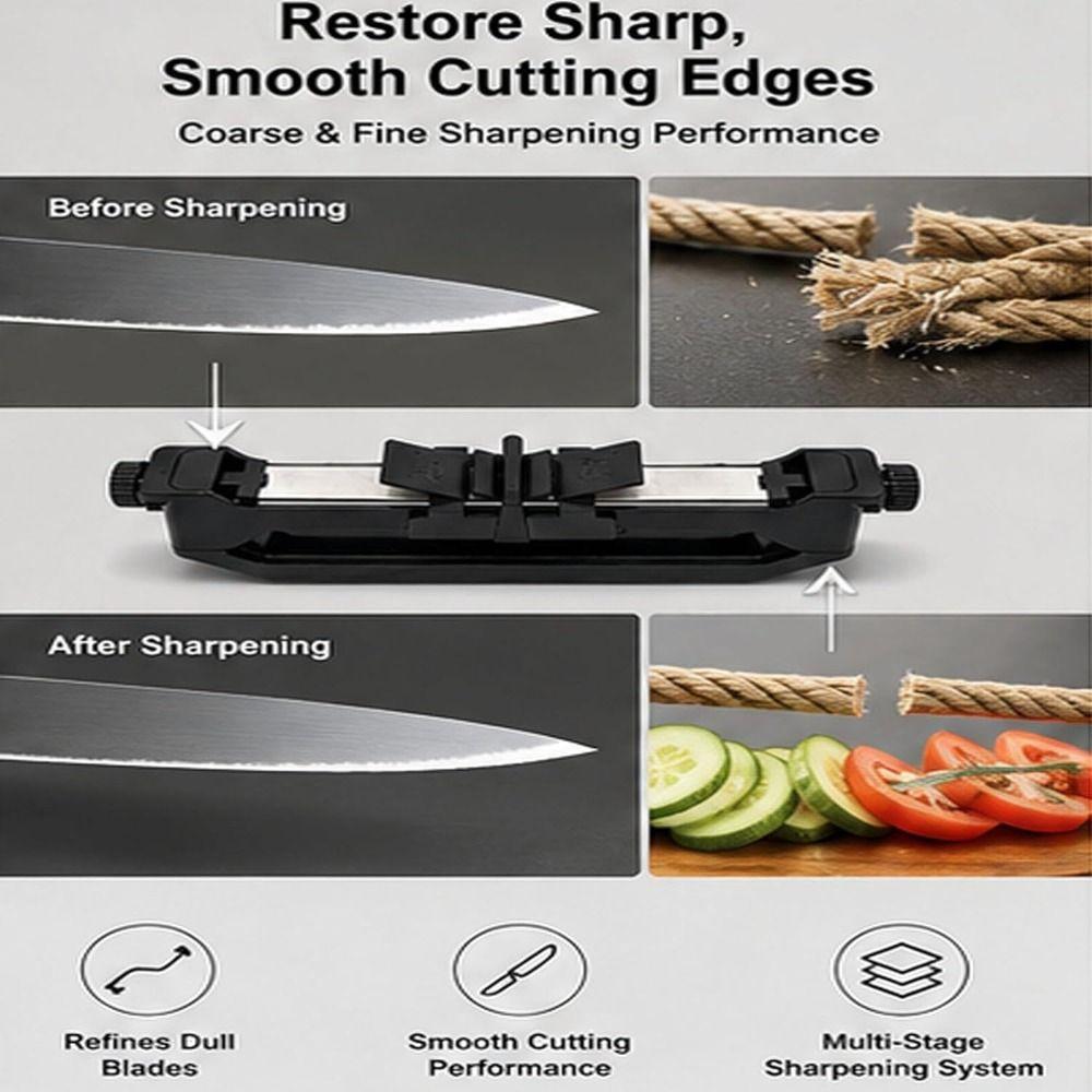 Adjustable Angle Guide Handheld Sharpener Non Slip Handle Dual Whetstones Sharpening Tool Multi Grit Design Portable