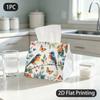 1pc Tissue Box, WATERCOLOR BIRDS BUTTERFLIES BERRIES NATURAL Pattern, 2D Flat Printing, Keeps Dust Out, Easy To Carry, Tissue Pouch, for The Living Ro
