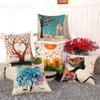 45x45cm Cotton Linen Sofa Cushion Cover Vintage Cartoon Animal Flower Printed Living Room Decorative Pillow Case