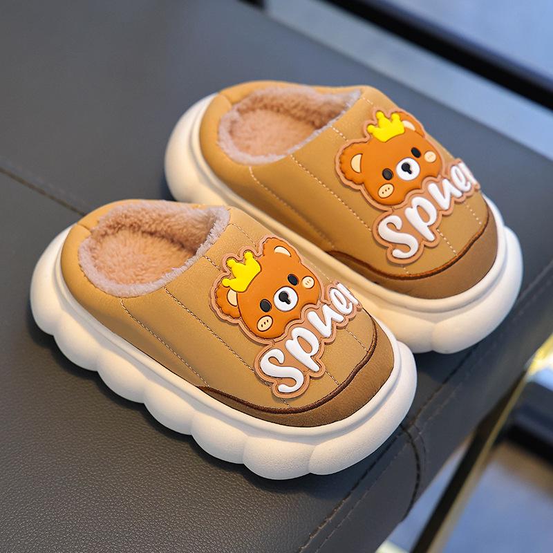 Winter 2024 Waterproof Cotton Slippers for Boys & Girls – Warm Plush Home Shoes
