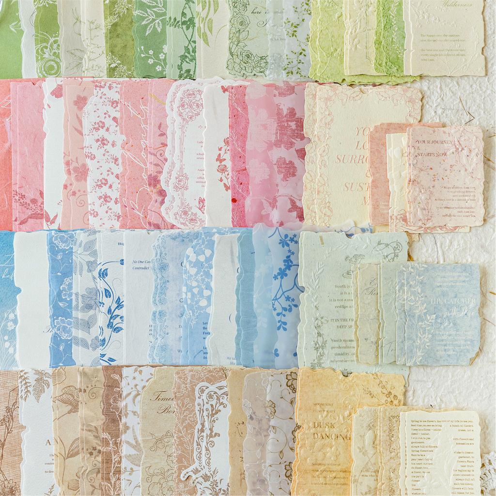 30Sheets/Bag Mixed Material Material Paper Scrapbook Embossed Paper DIY Magazine Collage Retro Background Paper Stationery