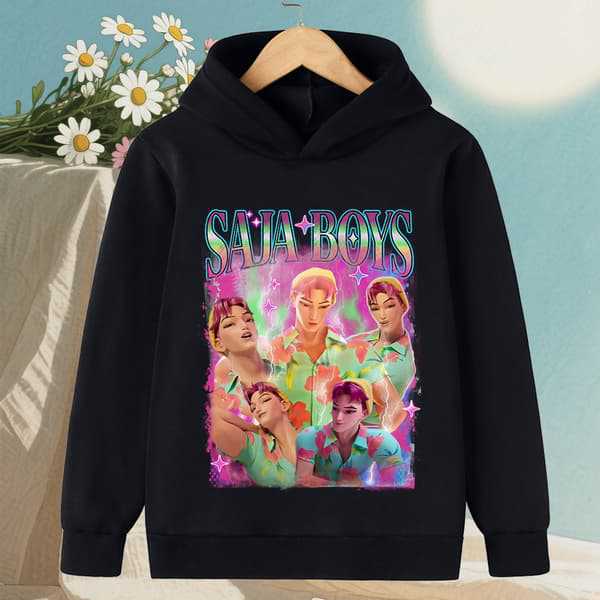 Autumn Winter KPop Demon Hunters Pattern Hoodies Fashionable Casual Warm Sports Long Sleeved Children's Boy and Girl Kids Unisex Hooded Sweatshirts