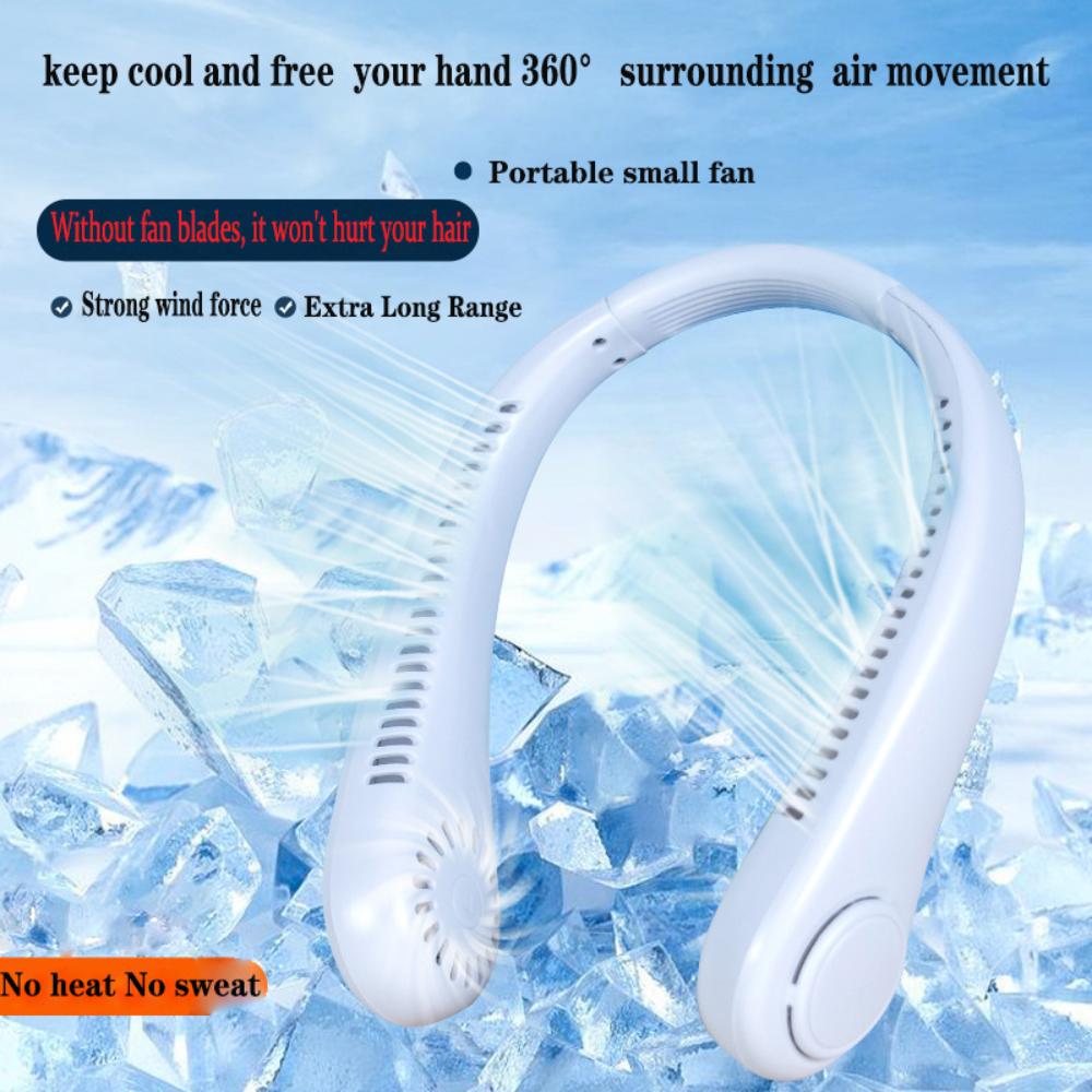 Portable Neck Fan USB Rechargeable Bladeless FAN MINI Electric Ventilador Silent Neckband Wearable Cooling for Sports