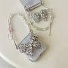 Luxury Glitter Pearl Lanyard Chain Phone Case For Samsung Galaxy Z Flip 6 5 4 3 Flip5 5G Shining Back Card Cover For ZFlip3 Flip