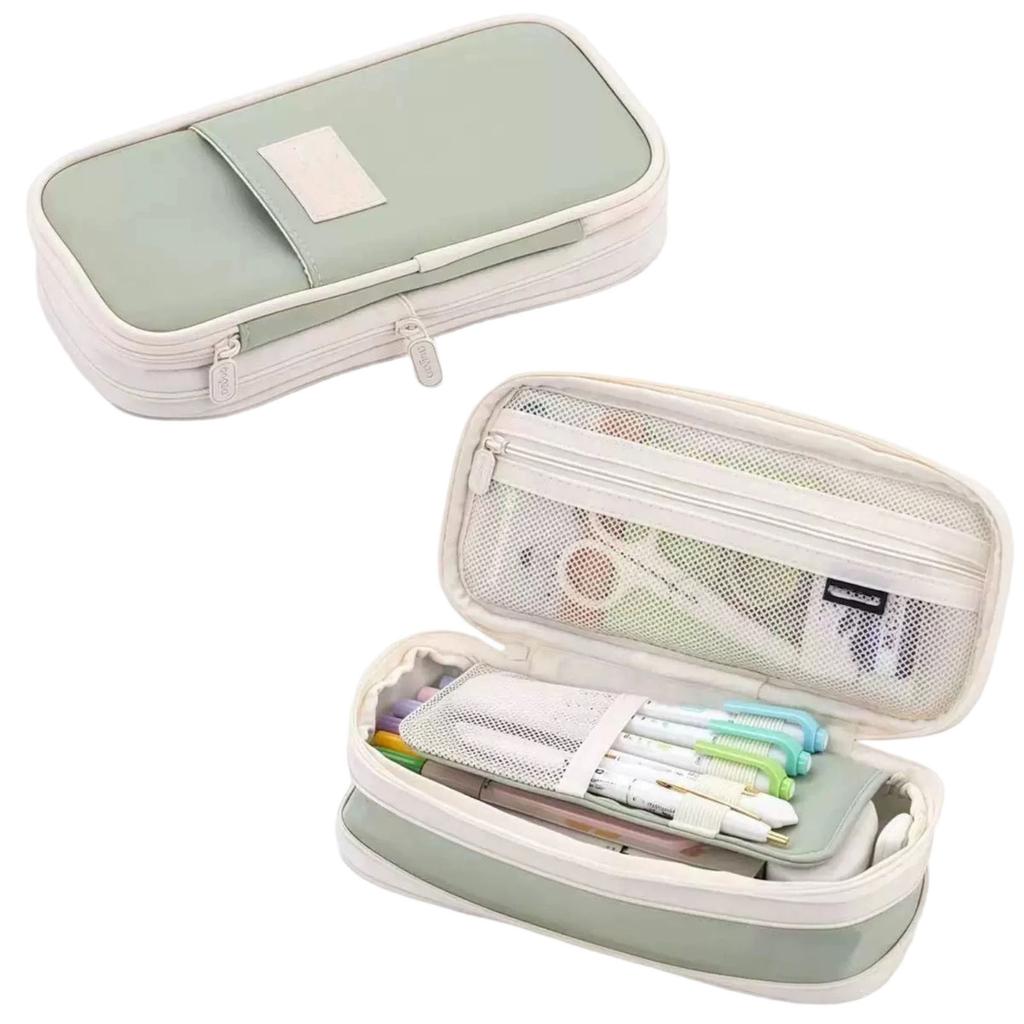 Large Capacity Expandable Pencil Case, Color Block Pencil Pouch, Transformable Stationery for Students