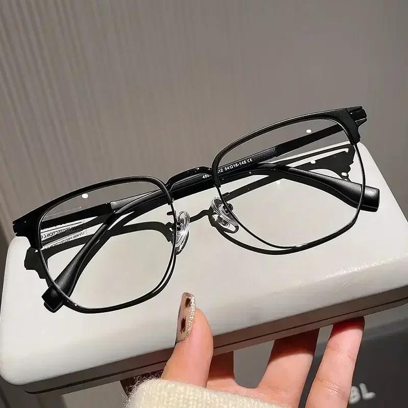 Titanium Half Frame Short Sight Glasses For Men Ultra Light Myopia Anti Blue Light Glasses Hd Lens Near Sight Optical Eyewear