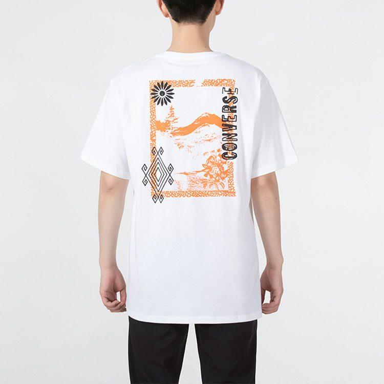 Converse T Shirts Men's White Crew Neck Moderate Straight Fit 10019896-102