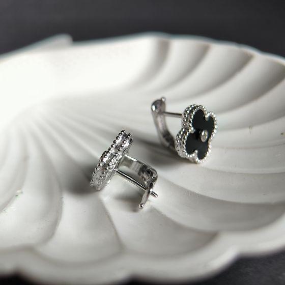 Silver Earrings with Natural Onyx, Cubic Zirconia (60002201)