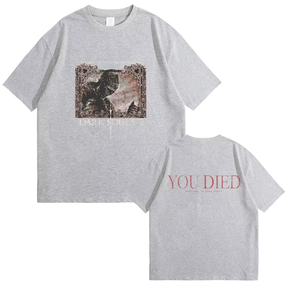 Game Dark Souls Graphic Tshirt Unisex Women 90s Vintage Gothic Rock Fashion Casual Streetwear Male Punk Harajuku Black Tops
