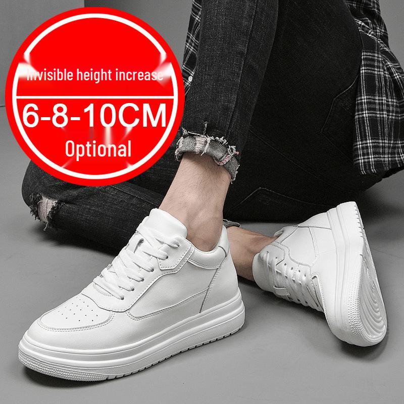 2024 Men's 10CM Height Increasing White Casual Skate Sports Shoes