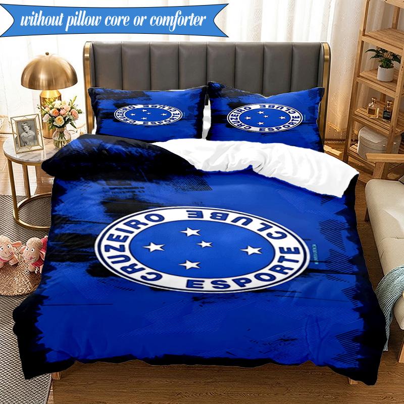 3PCS Cruzeiro Esporte Clube Printed Soft Bedding Set,Including 1pc Duvet Cover And 2pcs Pillowcases Perfect for Bedroom, Dormitory, Fan gift