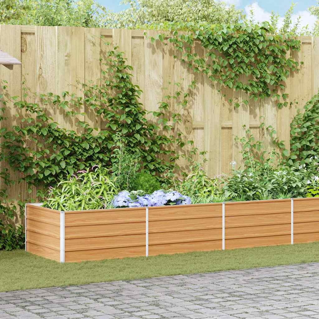 Raised Bed Light Brown 480 X 80 X 45 Cm Galvanized Steel