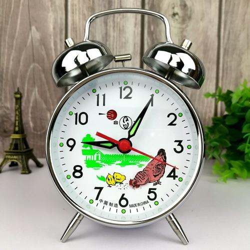 Metal Gold Desk Clock Mechanical Alarm Clock Vintage Bedside Table Clocks Silent Watch Antique Chick Pecking Rice Gift Ideas
