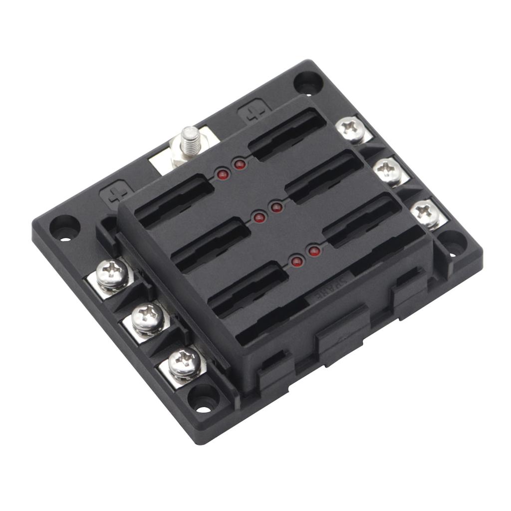 6 Way Blade Fuse Block Fuse Box Holder with LED Indicator 16Pcs Fuses for Automotive Car Truck Boat