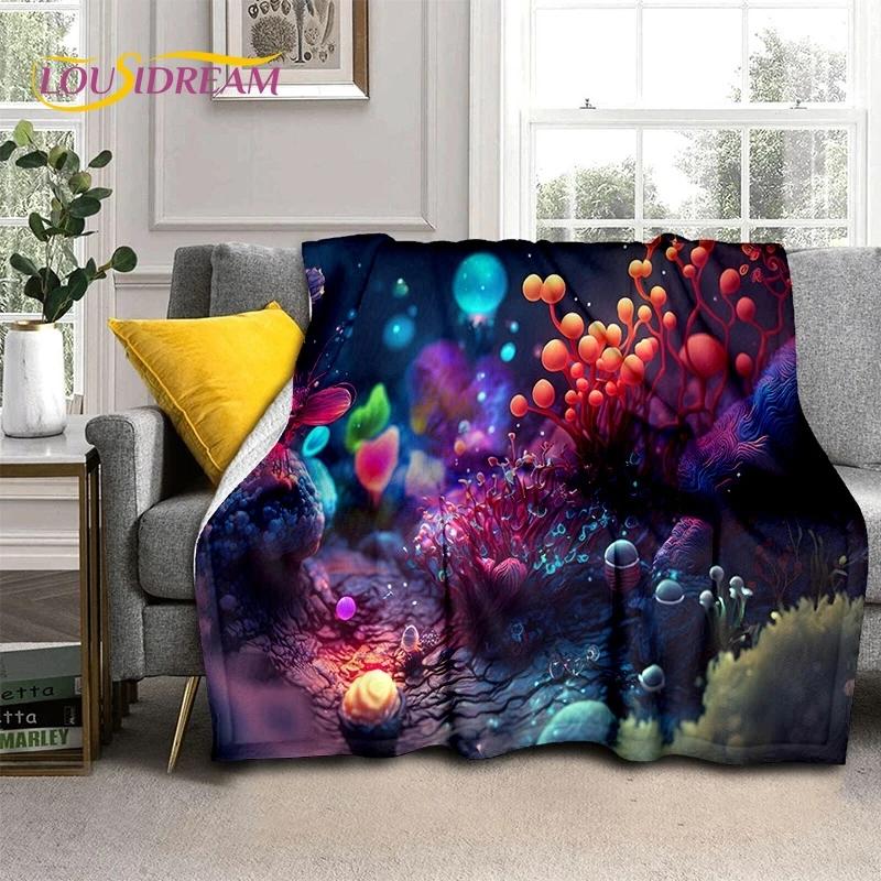 3D Vízalatti Világ Tengerfenék Delfin Rajzfilm Puha Flanel Takaró Ágyakhoz Hálószobába Kanapéra Piknikhez, Dobótakaró Kültéri Szabadidőhöz