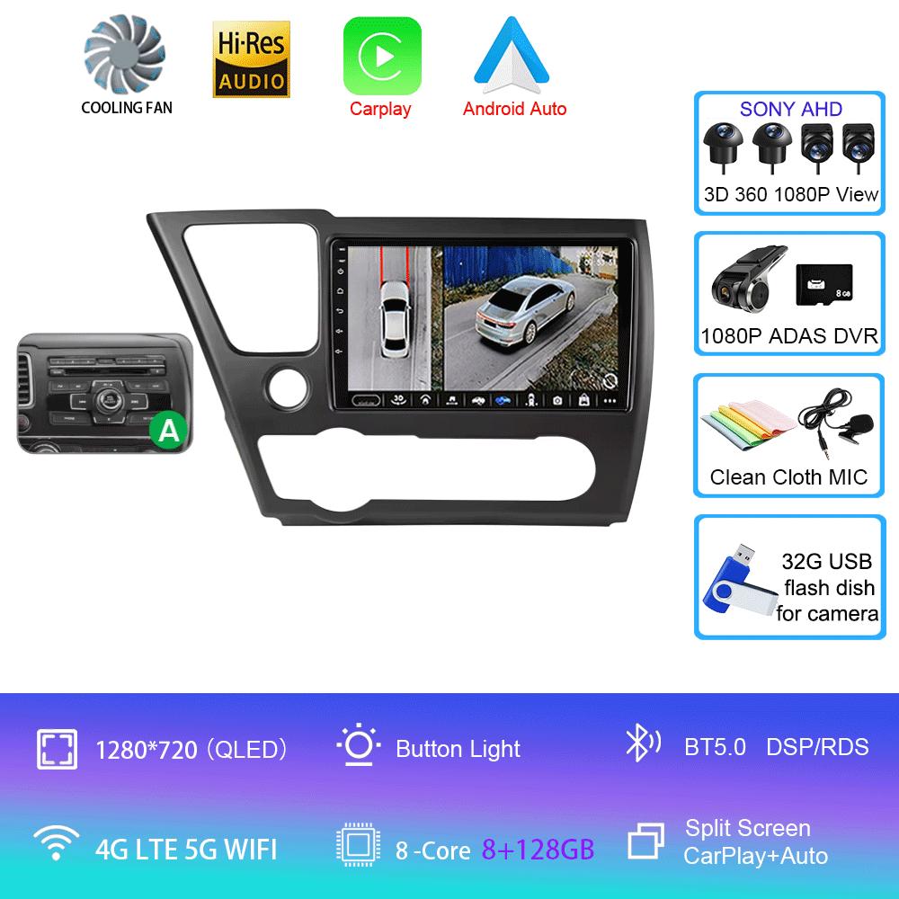 Car Radio Android 14 For Honda Civic 9 9th US Sender Coupe Multimedia Player Video Carplay DSP GPS No 2din DVD Head Unit