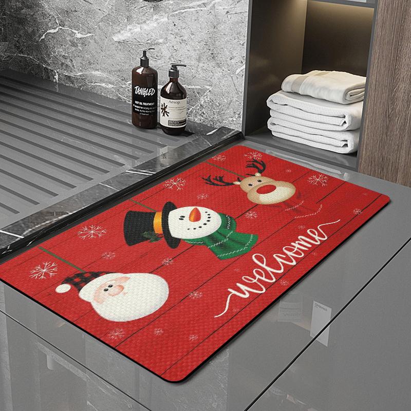 SANFAN Customizable Christmas Multipurpose Floor Mat Doorway Bath Mat Kitchen Mat