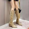 British style but knee high heel boots women's knight boots 2025 autumn and winter new temperament pointed thick heel boots