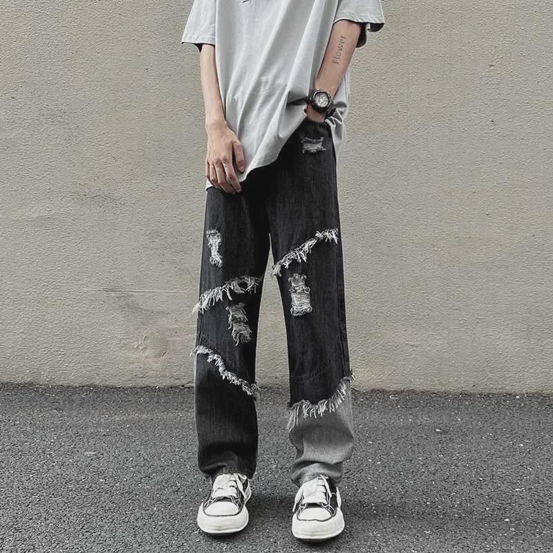 Herren Retro Gewaschene Raw Edge Straight-Leg Ripped Jeans - Sommer Dünner Trendiger Stil