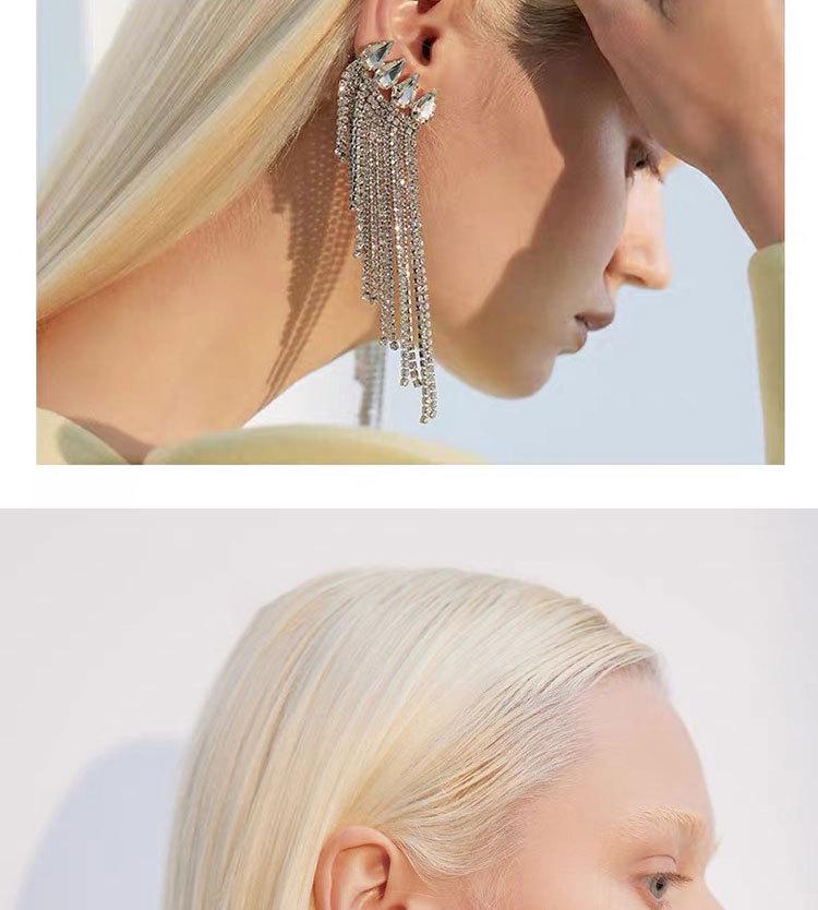 925 Silver Needle Multifaceted Chain Tassel Earrings with Diamonds for Women - European and American Statement Jewelry