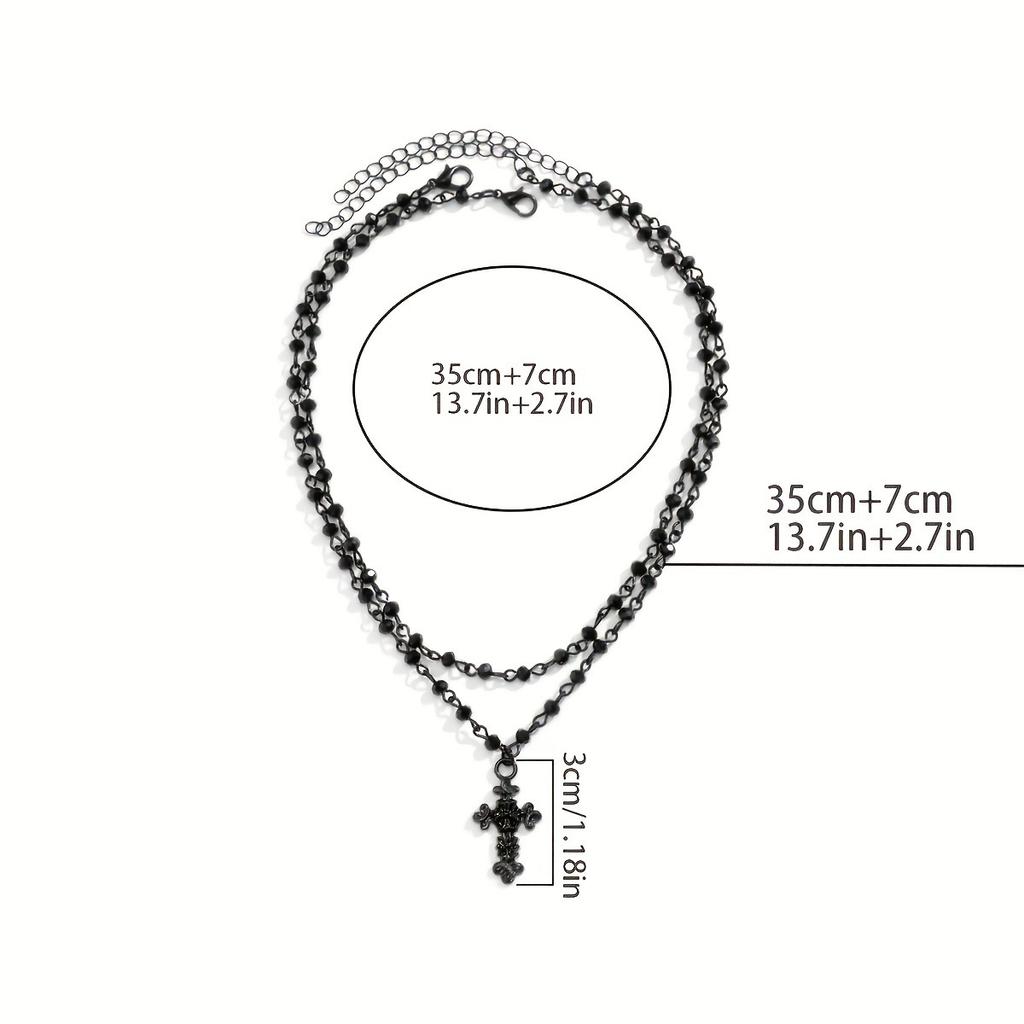 European and American Decoration Halloween Dark Women's Handmade Chain Beaded Necklace Simple Collarbone Chain Black Neck Chain
