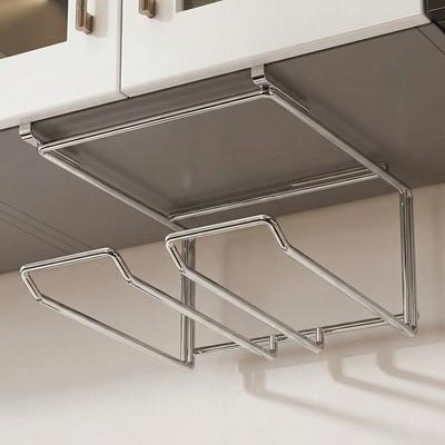 Stainless Steel Cutting Board Pot Cover Holder Wall Mounted Space Saving Pot Lid Storage Rack No-Drill Pot Lid Holder