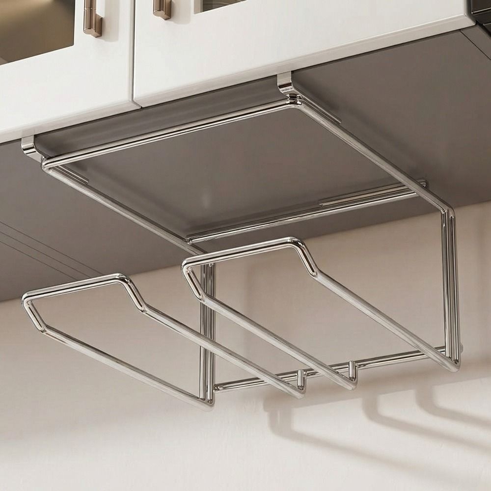 Wall Mounted Under Cabinet Storage Rack Stainless Steel Pot Lid Holder for Kitchen