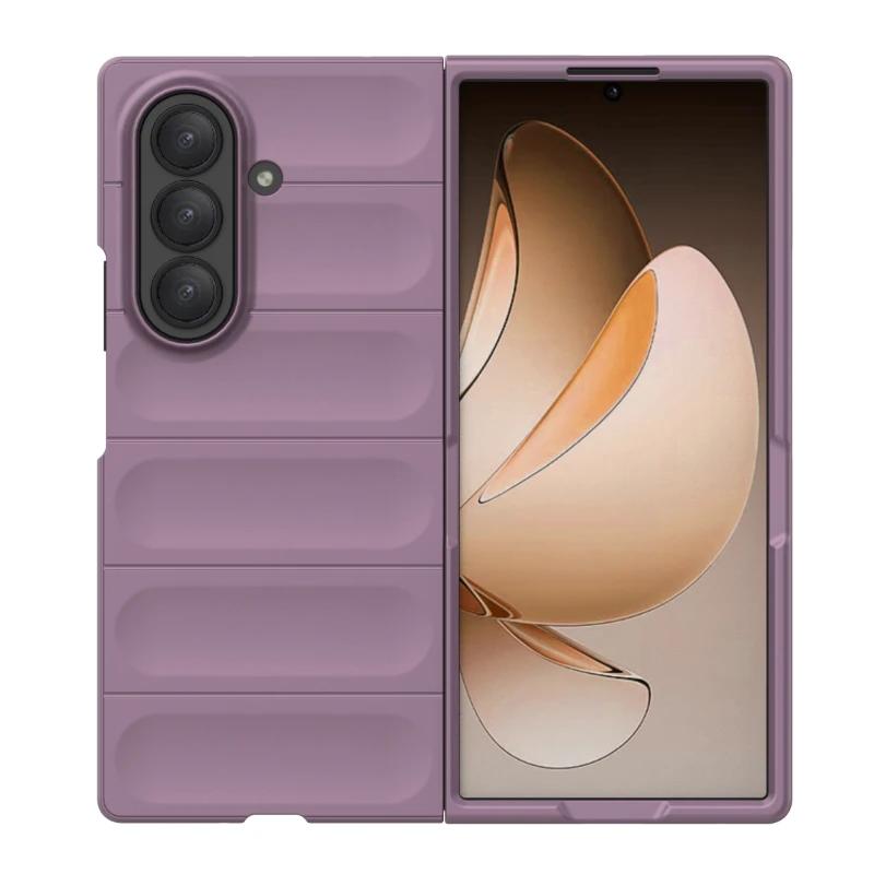 Simple Bunsiness Phone Case For Samsung Galaxy Z Fold 7 6 5 4 3 Soft Liquid Silicone Naked Device Feel Anti-Drop Protector Cover