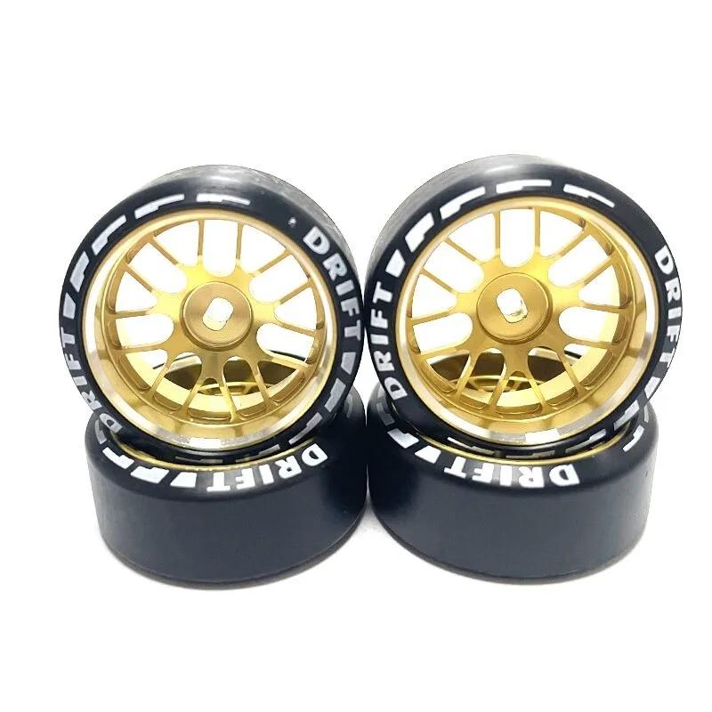 4pcs/set alloy rc wheel rim+ drift tire for 1/28 Wltoys K969 K989 P929 kyosho rally model car upgraded part