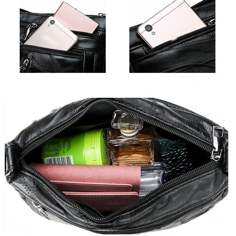 Soft Leather Women Messenger Shoulder Handbags And Purses Flowers Multi-pocket Crossbody Mommy Bag Ladies Sac