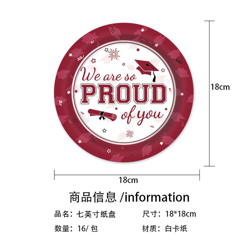Red Graduation Season Theme Decorating College Graduation Party Disposable Tableware Party Supplies