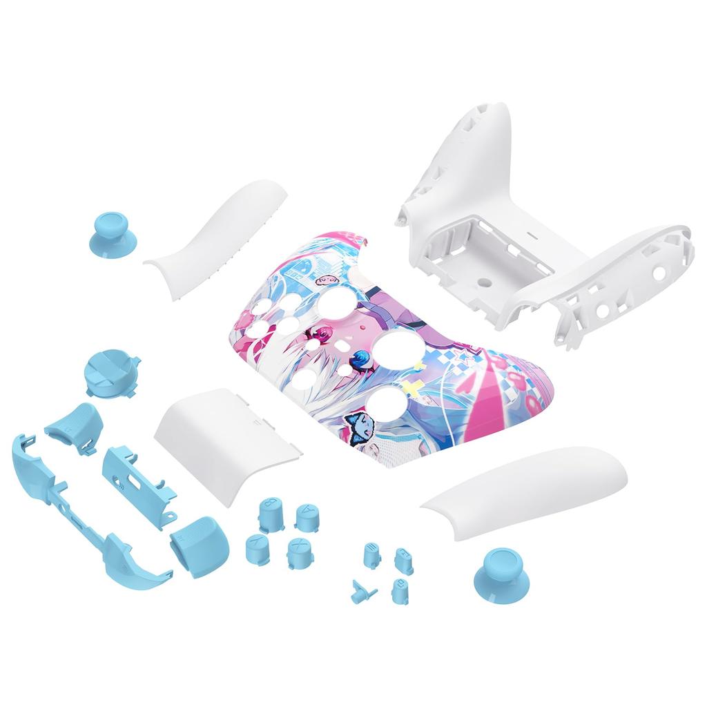 EXtremeRate Vollschalen-Tastenset für Xbox Series X S Ersatz-Seitenleisten-Griffe Vorder- und Rückschalenabdeckung für Xbox Core Wireless Controller Nicht &