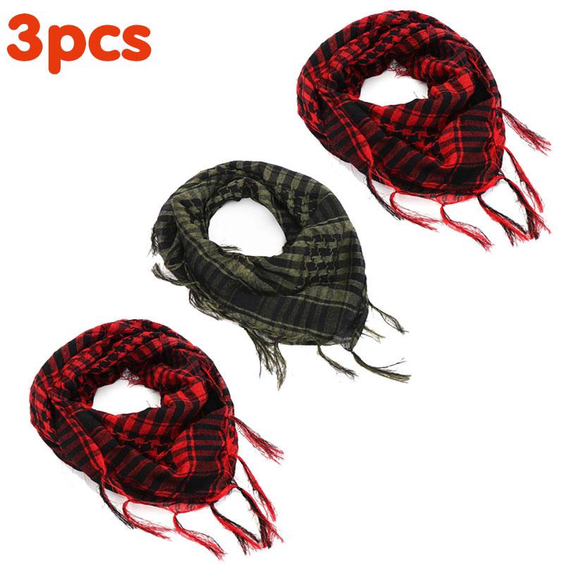 134Pcs Unisex Lightweight Plaid Fringed Arabian Desert Scarf Soft Tactical Scarf Men Ladies Turban Shawl Airsoft Pain