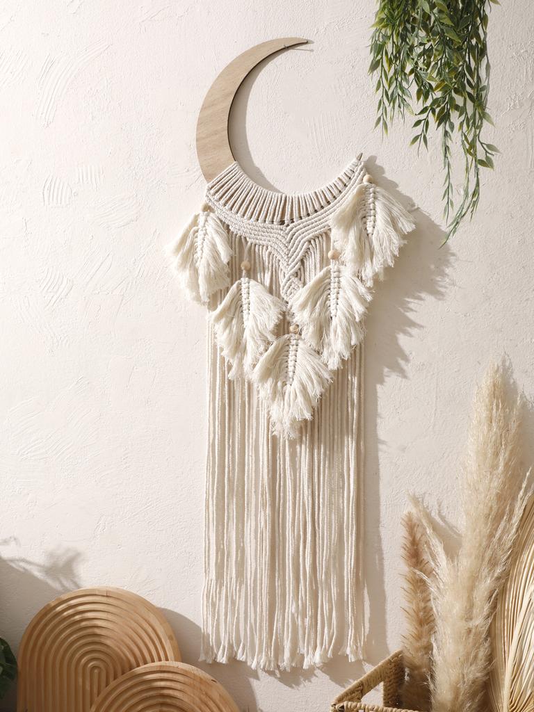 Handwoven Tapestry with 5 Tassels leaf Boho Bedroom Living Room Wall Decor Home Decor Children's Room Nursery Hanging Ornaments