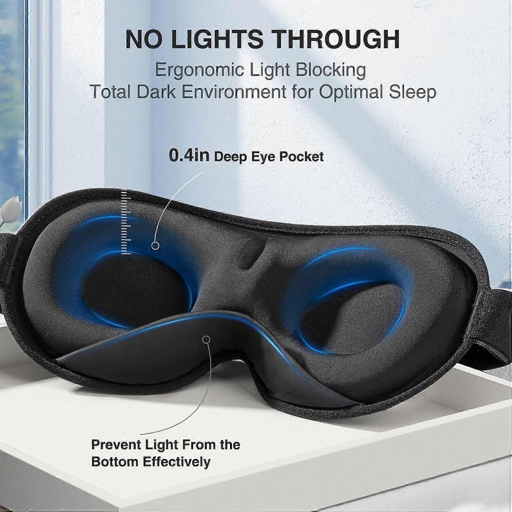 Weighted Sleep Mask, Women Men 3D Blocking Lights Sleeping Mask (4.2oz/120g), Pressure Relief Night Sleep Eye Mask with Adjusta
