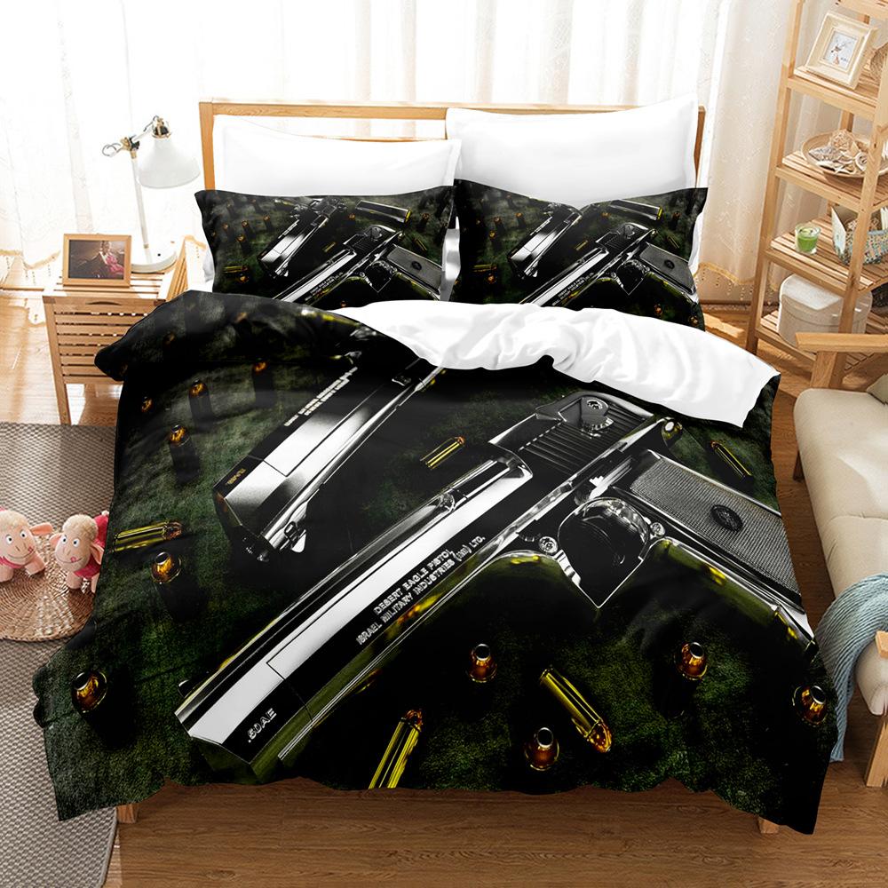 3D digital printing pattern sanded bedding three-piece set quilt cover pillowcase home set
