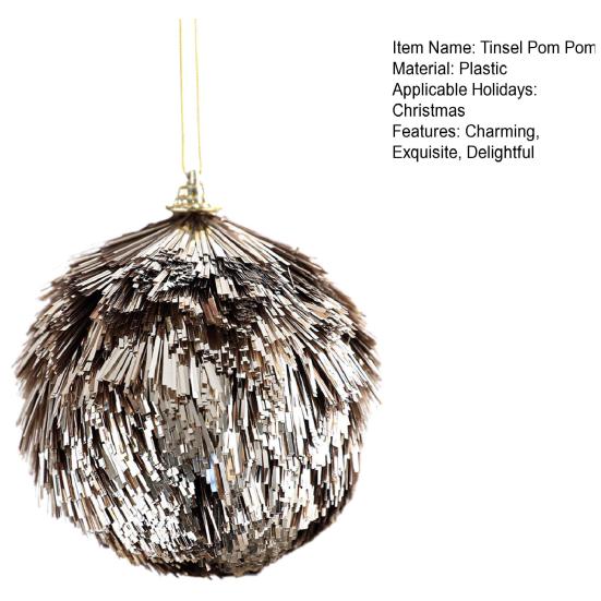 Pompones de Oropel con Purpurina Adorno de Navidad Bola de Pompones Esponjosos Decoración Colgante para Árbol de Navidad para Decoración de Fiesta Navideña