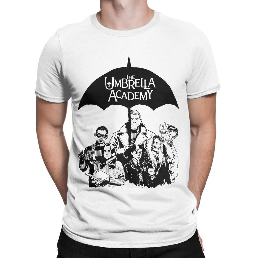 Vintage Umbrella Academy T-Shirt Men Crewneck 100% Cotton T Shirt Short Sleeve Tees Printed Tops