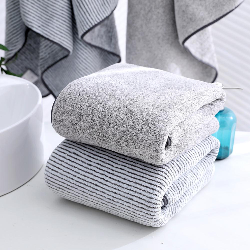 Antibacterial Bamboo Charcoal Bath Towel - Water Absorbent, Quick-Drying Coral Fleece, Large Size