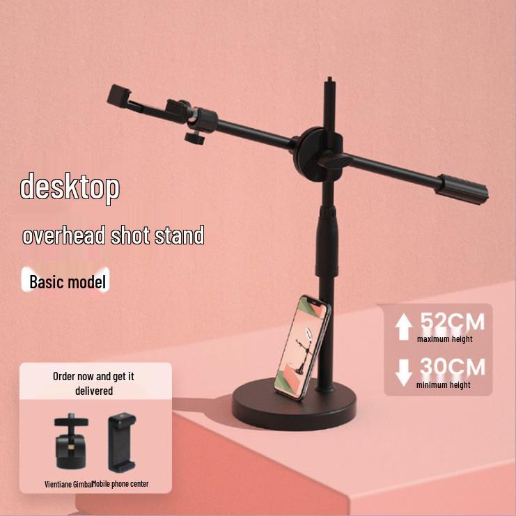 Multifunctional Mobile Phone Holder with Fill Light for Live Streaming & Video Shooting Desktop Height-Adjustable