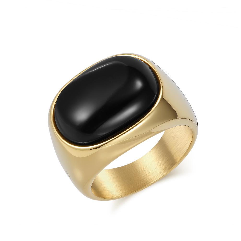 United States hot-selling retro simple natural tiger's eye stone gem titanium steel ring men's fashion personality high-end hand jewelry