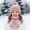 Conjunto de Invierno Cálido de Punto para Niños Gorro con Pompón Bufanda Guantes Set de 3 Piezas o Gorro Individual Protección para los Oídos Cortavientos Para Niños Niñas Clima Frío Exterior