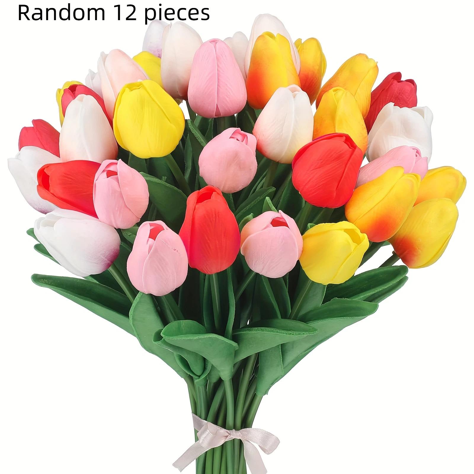 

Realistic Touch Artificial Tulip Flowers for Scrapbooking Vase Home Decor Wedding Garden Arch Garland Mother s Day Bouquet DIY 12pcs
