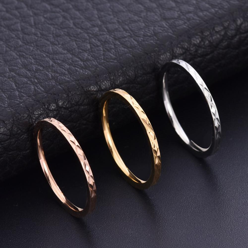 Korean Style Ring Women 1.5mm Thin Titanium Steel Gold Plated Geometric Jewelry Pinky Gift for Her Free Shipping