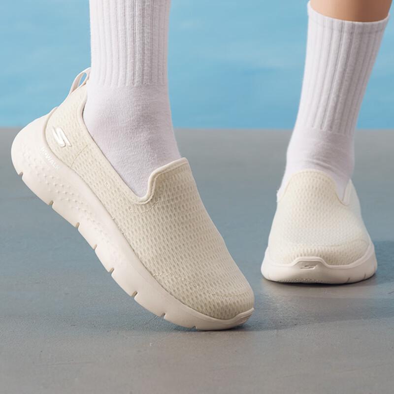 Skechers 124847-OWHT Women s Natural White Walking Shoes 7