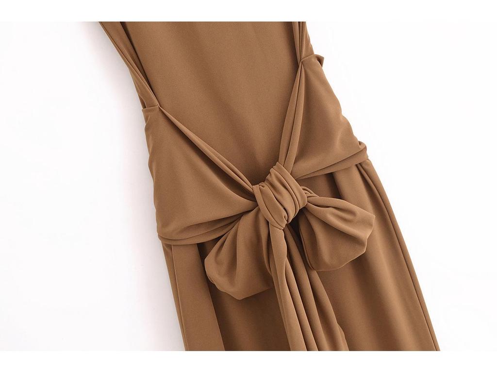 2024 Fall Women's Sleeveless Bow Midi Dress - European & American Style
