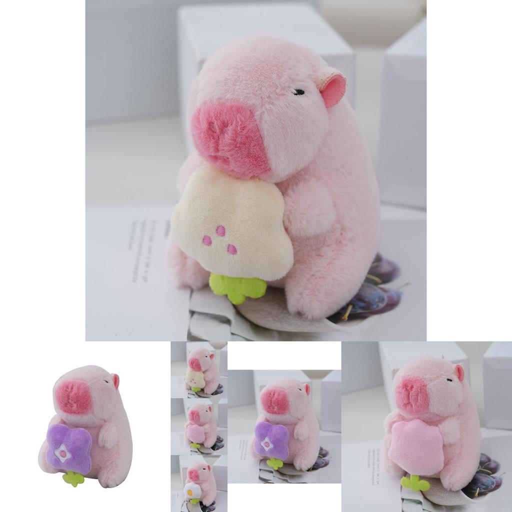 Cute Novelty Capybara Keychain Soft Pp Cotton Stuffed Animal Plush Doll